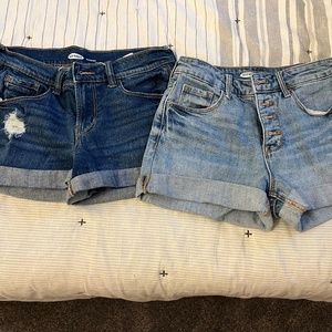 Old Navy Jean Shorts: Light & Dark Wash, High-Waisted